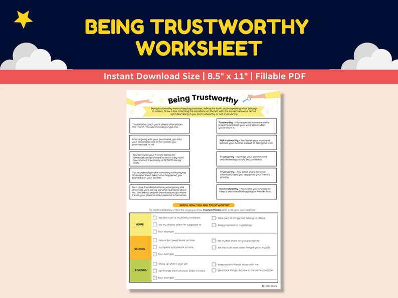 Reputation Worksheet Trust Worksheets Trustworthy Character Education Kids-teens-social ...