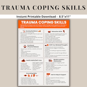 PTSD Trauma Coping Skills Printable Handouts Bundle for | Etsy