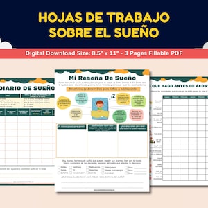 Spanish Sleep Hygiene Worksheets For Kids - Hojas De Trabajo Sobre El Sueño-Diario De Sueno - 3-Page Depression Worksheets - Sleep Diary.