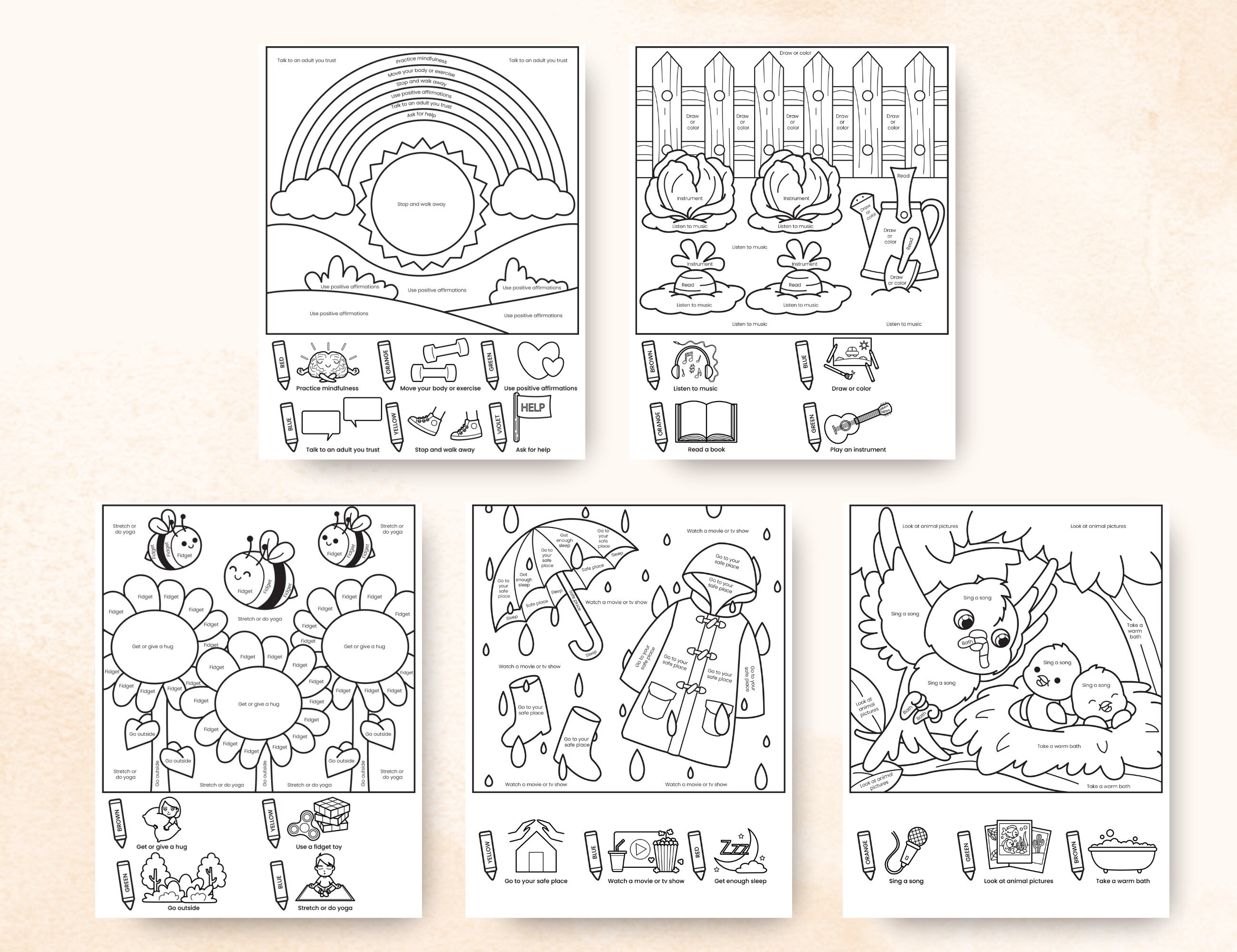 Spring Coloring Pages for Kids-color by Coping Skills Coloring Book ...