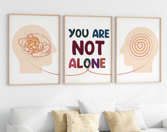 You Are Not Alone Therapie Büro Dekor-Schule Beratung Büro Poster-Reden hilft psychische Gesundheit Poster-Trauma DBT CBT Angst Depression