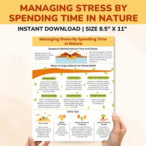 Stressverlichting door tijd door te brengen in de natuur PDF-hand-out-Werkbladen voor stressbeheersingstherapie-Poster-Counselingsactiviteiten-Stressinterventies