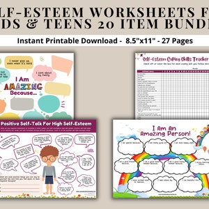 Self-esteem Worksheets 20 Item Printable Bundle for Kids &amp; | Etsy