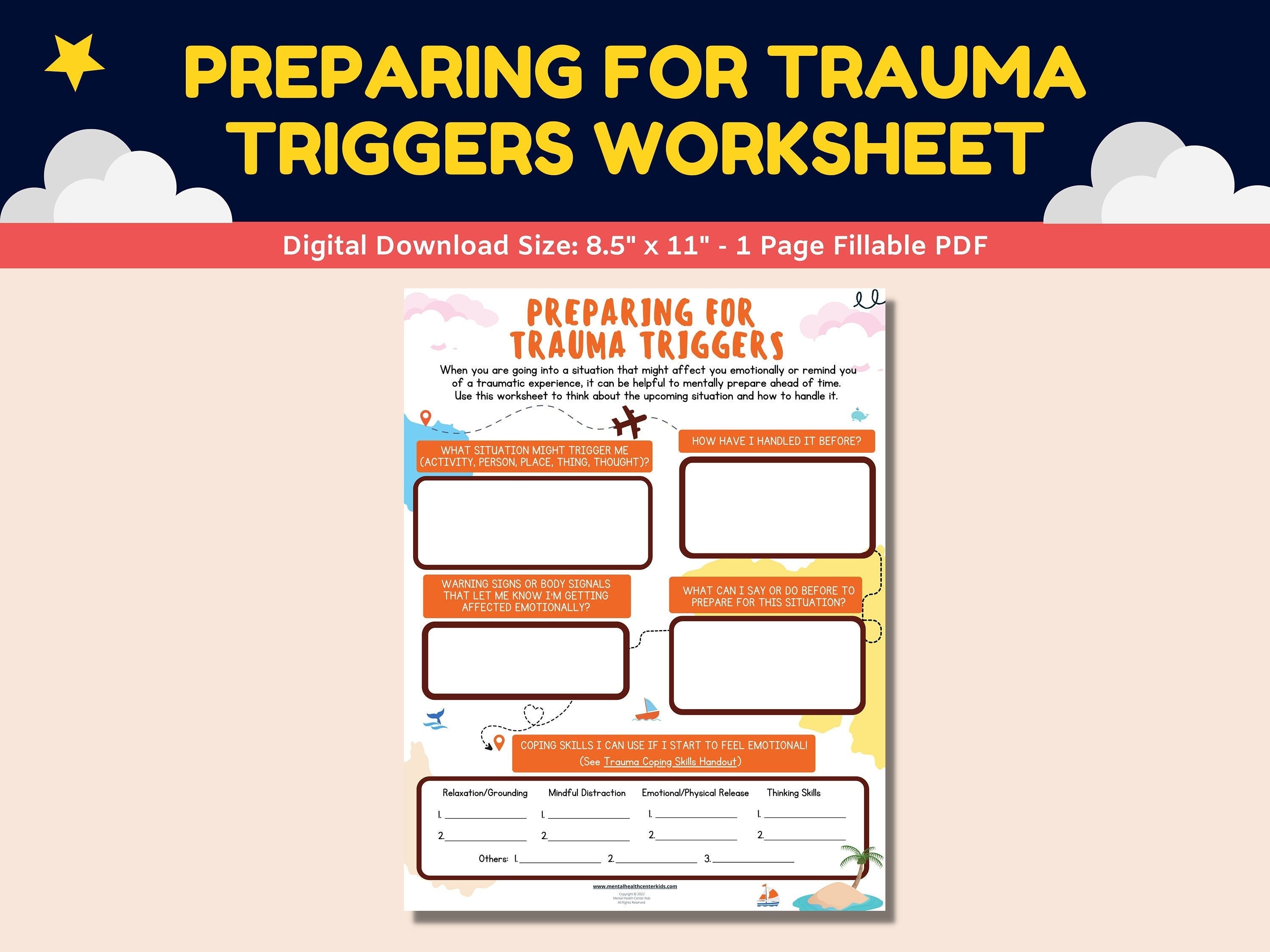 Trauma Triggers Prep Worksheet for Kids Teens Child Etsy