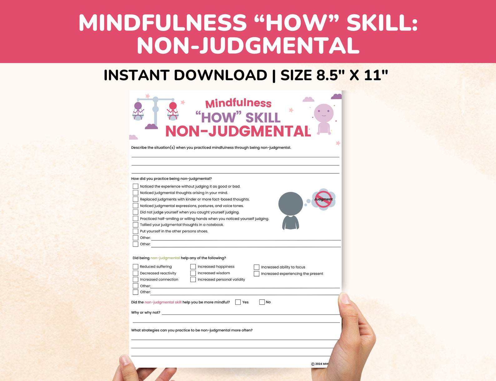 DBT Mindfulness HOW Skills Worksheets 3-pages-nonjudgmental-one Mindful ...