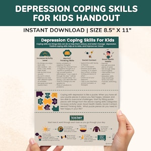 Depression Coping Skills For Kids Printable Poster-Depression Awareness Printable Handout Mental Health Help Handouts-Therapy Child Children