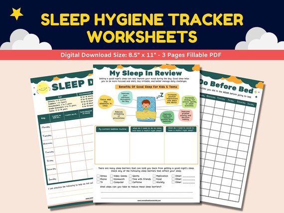 Sleep Hygiene Tracker Printable Worksheets for Kids Teens 3 - Etsy UK