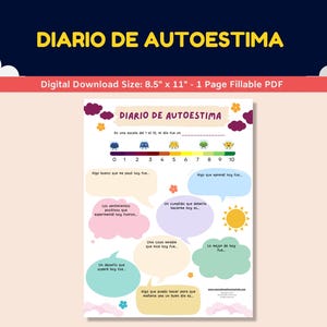Spanish Self-Esteem Worksheet For Kids-Teens - Diario De Autoestima - Daily Self-Esteem Journal Worksheet