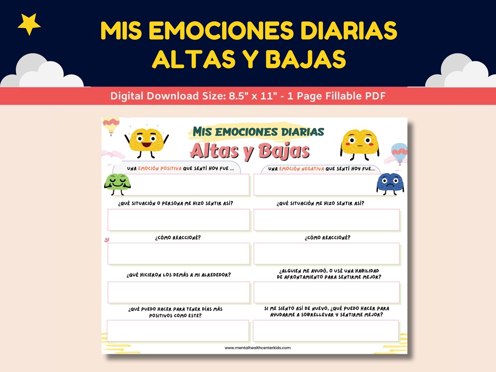 Spanish Feelings/emotions Worksheet for Kids-teens - Mis Emociones ...