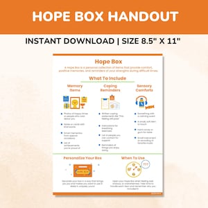 Hope Box Coping Skills Handout-Therapy Resources For Kids Teens Adults-Emotional Regulation Poster Activity-Anxiety Depression Worksheet