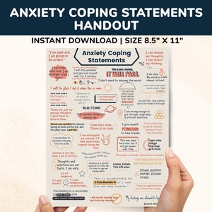 Anxiety Coping Statements Anxiety Relief Affirmations For Kids & Teens-Printable Coping Skills Poster Handout Stress Help Quotes Mantra Gift
