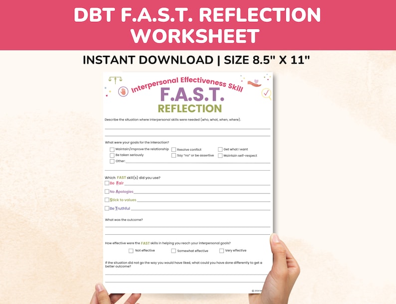 DBT FAST Skill Worksheet 2-page Fillable Pdf-interpersonal ...