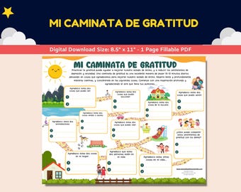 Spanish Depression Worksheet For Kids-Teens - Mi Caminata De Gratitud - My Gratitude Walk Worksheet