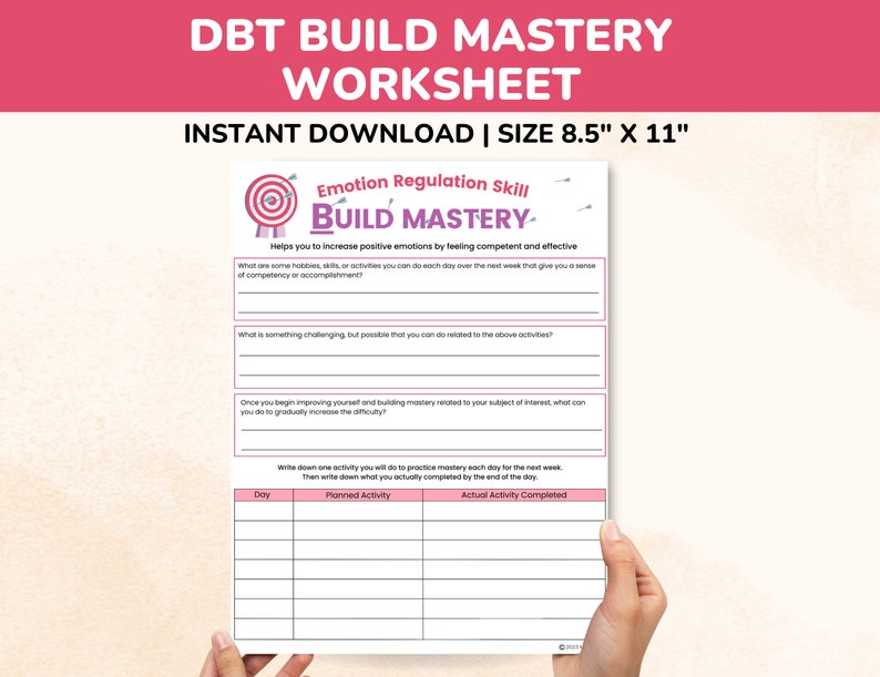 DBT Building Mastery Worksheets 2-pages-emotion Regulation Skills ...