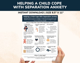 Separation Anxiety Coping Skills Printable Handout, Separation Anxiety Disorder, Therapy Worksheets, Counseling Poster, Social Work Aids