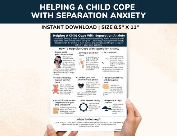 Separation Anxiety Coping Skills Printable Handout, Separation Anxiety Disorder, Therapy Worksheets, Counseling Poster, Social Work Aids