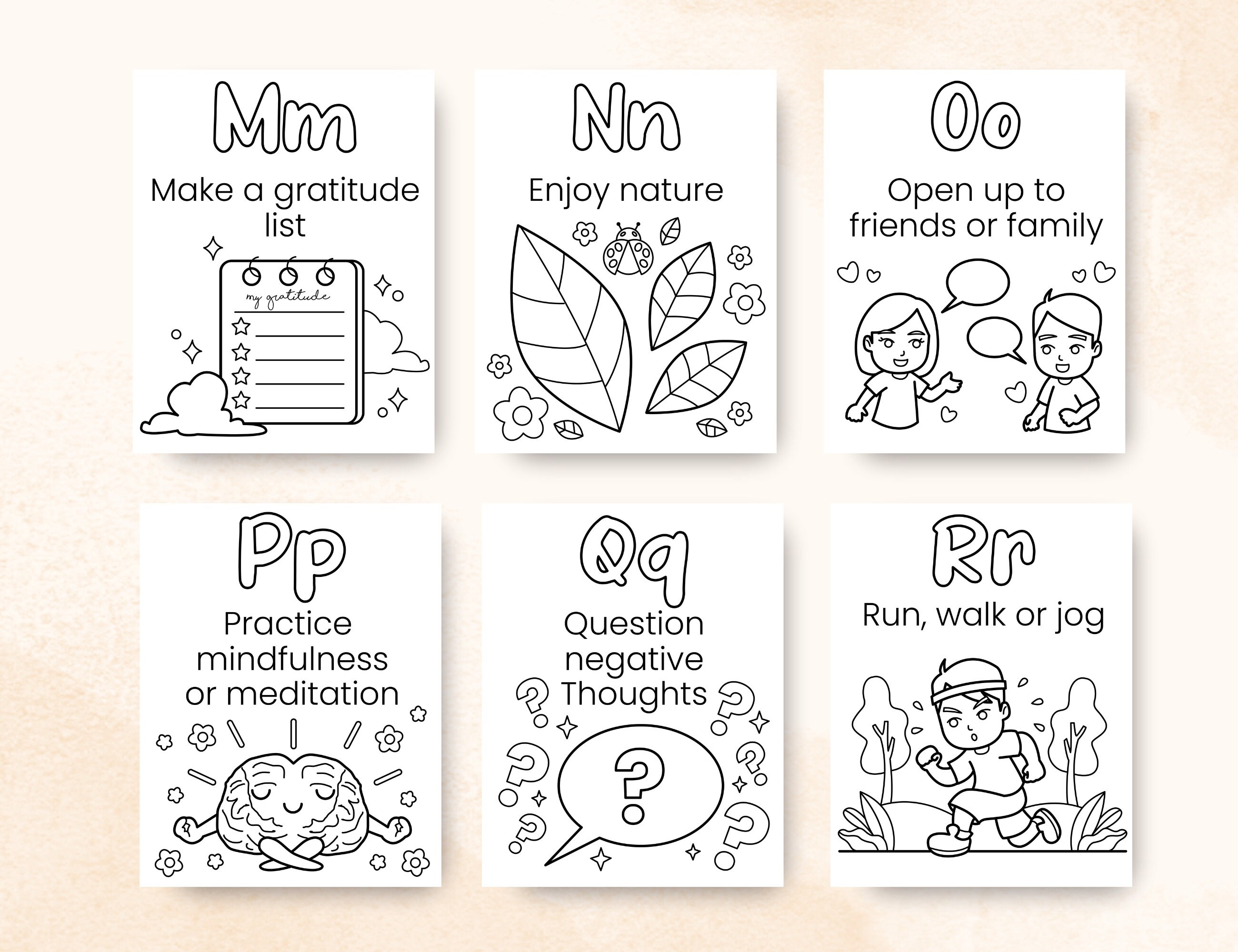Coping Skills Alphabet Printable Coloring Pages Book Kids Teens Boys ...