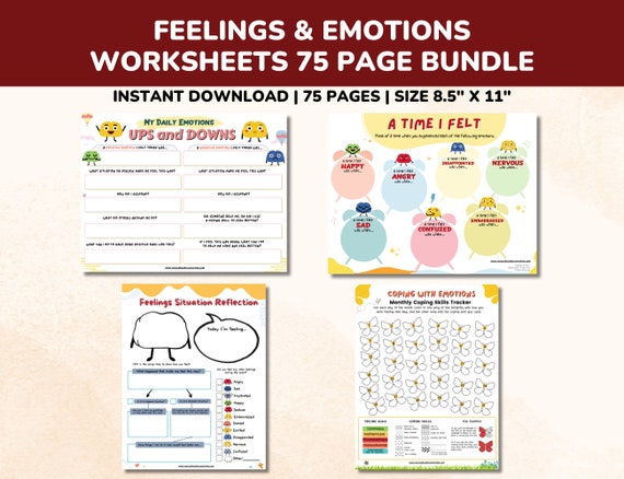Feelings & Emotions Worksheets Chart 75 Pg Printable - Etsy Sweden