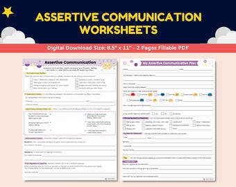 Assertive Communication Social Skills Worksheets For Kids-Teens-Students |  Assertiveness Child Therapy Worksheet | Counseling Worksheets