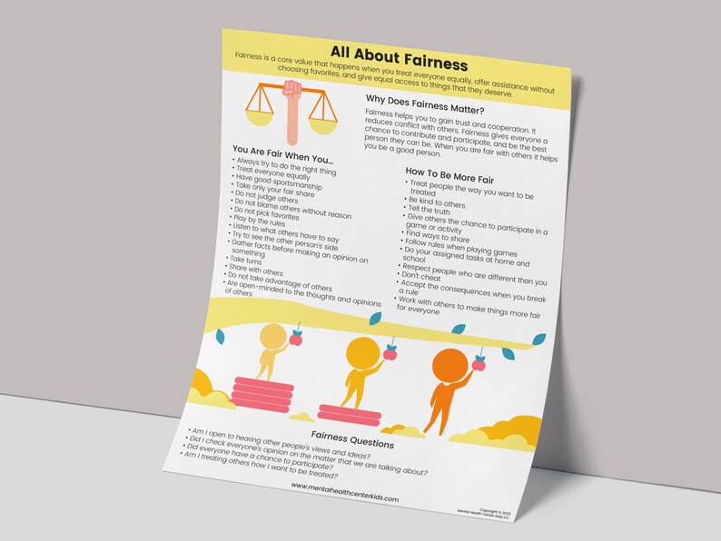 Fairness Character Education for Kids Teens, Counseling Worksheets ...