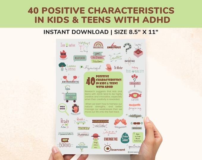 ADHD Coping Skills Printable Handout Poster for Teens - Executive ...
