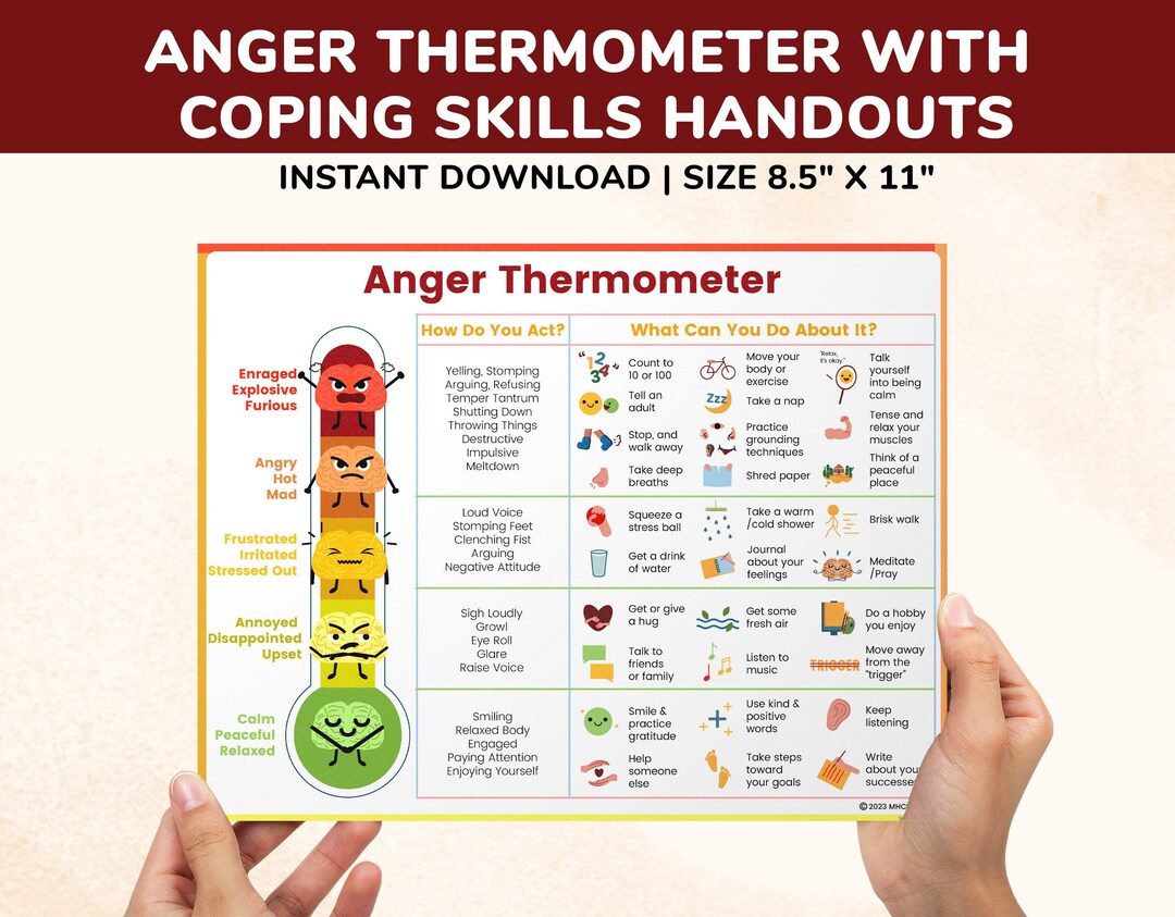 Anger Thermometer W/ Coping Skills Emotions Feelings Chart - Etsy