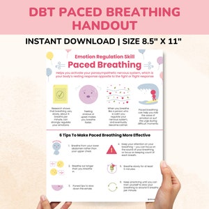 DBT Paced Breathing Exercise Handout - Emotion Regulation Skills PDF