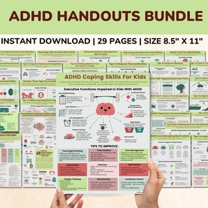ADHD/ADD Handouts Bundle For Kids-Teens-29 pgs-Attention Deficit Hyperactivity Disorder-Executive Functioning Skills-ADHD Posters-Worksheets