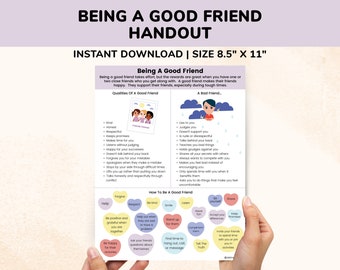 How To Be A Good Friend Kids Teens-Friendships Skills School Counselor Teaching Social Skills Posters-Child Therapy Social Skills Training