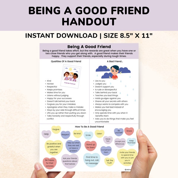 How To Be A Good Friend Kids Teens-Friendships Skills School Counselor Teaching Social Skills Posters-Child Therapy Social Skills Training