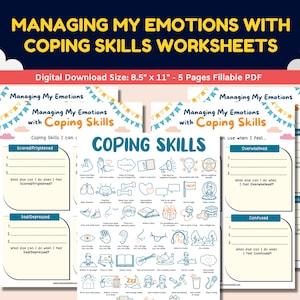 Emoties en gevoelens beheren met copingvaardigheden 5 pg Werkbladen voor kinderen - Sociaal emotioneel leren - Kindertherapie Schoolbegeleiding PDF