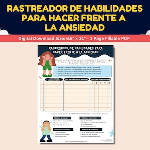 Spanish Anxiety Worksheet For Kids-Teens-Rastreador De Habilidades Para Hacer Frente A La Ansiedad-Anxiety Coping Skills Tracker Worksheet