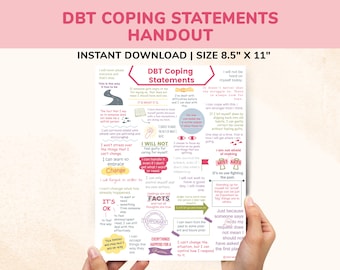 DBT Coping Statements Affirmations Quotes Printable Poster Gift PTSD-Trauma-BPD-Self Help Care-Depression-Anxiety-Bipolar-Kids Teens Adults