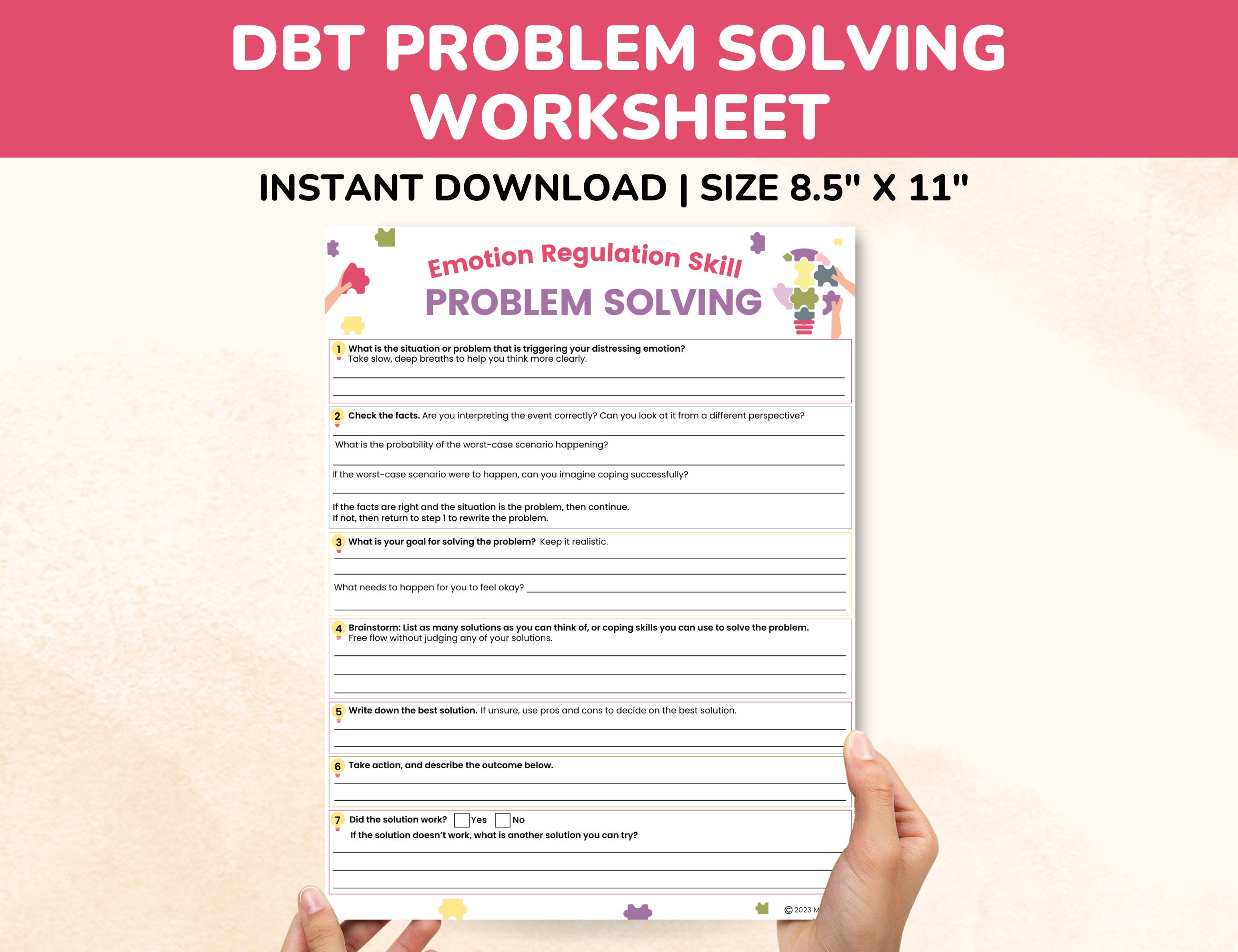 DBT Problem Solving Worksheet Fillable Pdf emotion Regulation Skills DBT Problem Solving Worksheet Fillable Pdf emotion Regulation Skills