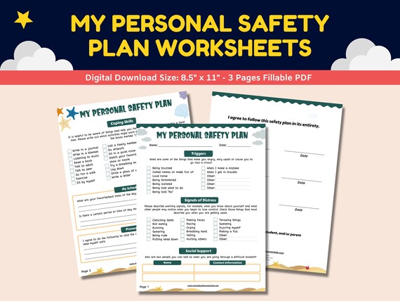 safety plan for kids teens printable crisis plan worksheet etsy