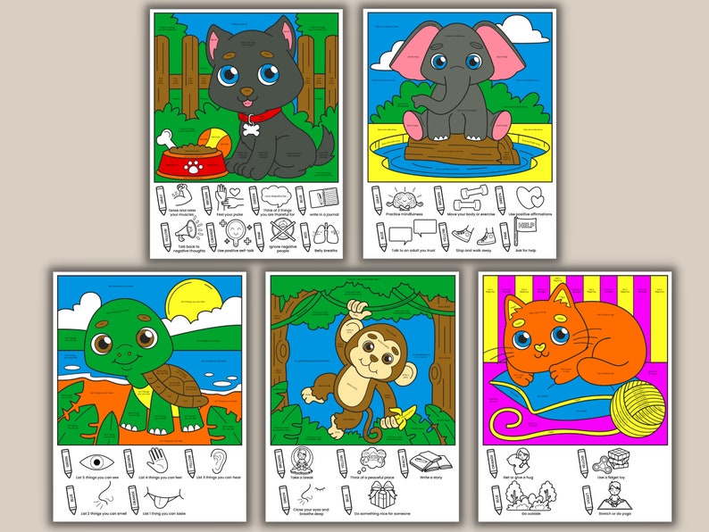 Color by Coping Skills Coloring Pages Book Printable for Kids - Etsy