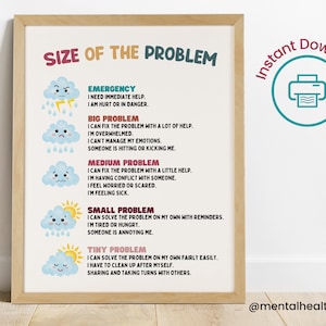 Size Of The Problem Visual Chart-Calm Down Corner Poster-School Counselor Printable Office Decor Sign Kids Therapy Office Wall Art Decor