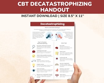 Decatastrophizing CBT Psychology Handout Kids-Teens-Adults-Anxiety Therapy-Trauma -Anger-Self Esteem-Depression-CBT Catastrophizing Poster