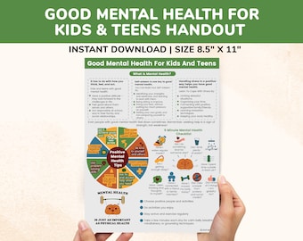 Cartel imprimible de concientización sobre la salud mental Niños Adolescentes-Asuntos de salud mental-Terapia de terapeuta infantil Consejería escolar-Estrategias de habilidades de afrontamiento