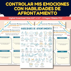 Fogli di lavoro spagnoli per bambini-adolescenti - Controllare le mie emozioni con Habilidades De Afrontamiento - Gestire le mie emozioni con capacità di coping