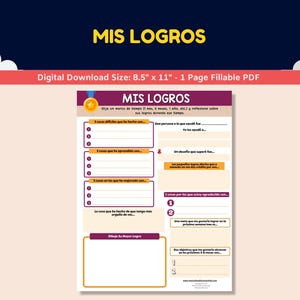 Spanish Self-Esteem Worksheet For Kids-Teens - Mis Logros - My Accomplishments Worksheet
