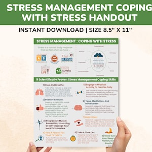 Stress Relief Coping Skills Printable Poster - Stress Management Mental Health Coping With Stress Strategies Therapy Therapist Counseling
