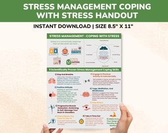 Stress Relief Coping Skills Printable Poster - Stress Management Mental Health Coping With Stress Strategies Therapy Therapist Counseling