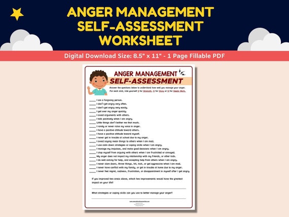 Anger Management Self-assessment Worksheet Kids Teens - Etsy