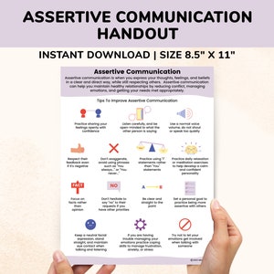 Assertive Communication Social Skills PDF Kids Teens-Self Esteem Child Therapy-Counseling Teacher Social Skills Training Resources Poster