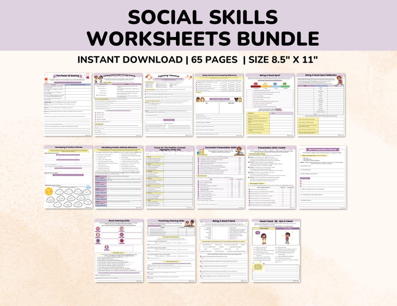 social skills worksheets middle school