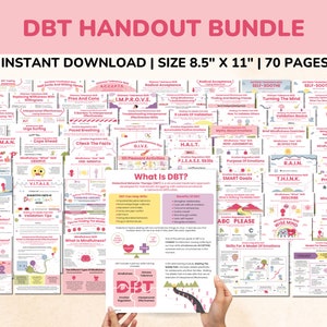 DBT Handouts Bundle-70 Pages-DBT Coping Skills Posters-Trauma Therapist Gift-Kids-Teens-Adults Mental Health Dialectical Behavior Therapy