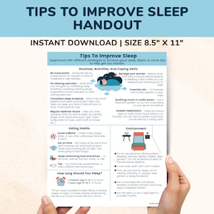 Tips To Improve Sleep Hygiene Printable Therapy Poster, Sleep Chart For Kids Teens, Health Class Poster, Counseling Worksheets Posters Gifts