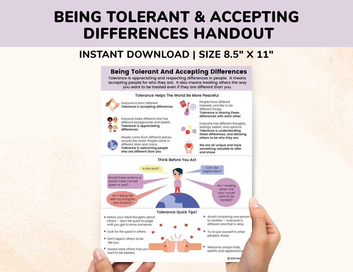 Being Tolerant & Accepting Differences PDF Social Skills Poster for ...