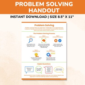 Problem Solving Coping Skills Handout-Therapy Resources For Kids Teens Adults-Emotional Regulation Poster Activity Worksheet-Counseling Tool